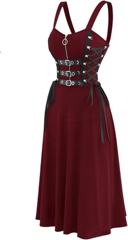 Womens Dresses Retro Backless Sleeveless Wrap Gothic Vintage 50S Spaghtti Strap Swing Cocktail Party Maxi Dress in Saudi Arabia