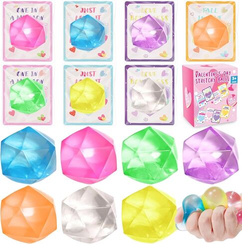 Fidget Toys Stress Ball for Kids 28pcs, Cube Squishies Anxiety Stress Relief, Ice Squishy Stress Cube-Drop Malt Sugar Balls, Sensory Toys for Kids with Autism, Fidgets for Classroom Prize Toys in Saudi Arabia