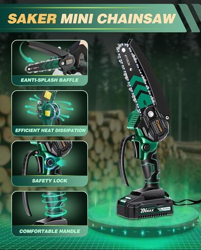 Saker Mini Chainsaw,Portable Electric Chainsaw Cordless,Handheld Chain Saw Pruning Shears Chainsaw for Tree Branches,Courtyard,Household and Garden Gifts for Men Dad Husband Women in Kuwait