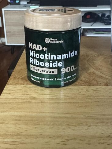 Reus Research NAD+ نيكوتيناميد ريبوسيد 900 مجم، ليبوسومال NAD مع ريسفيراترول، مكمل لدعم شيخوخة الجلد، 80 كبسولة in Kuwait