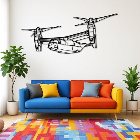 لوحة فنية جدارية معدنية من Bell Bo*eing V-22 Os*prey Angle - ديكور جدار الطيران - صورة ظلية للطائرة معلقة على الحائط - ديكور جدار معدني حديث للمنزل والمكتب والجراج وكهف الرجال - هدية عيد الميلاد (100 سم 40 بوصة) in Kuwait