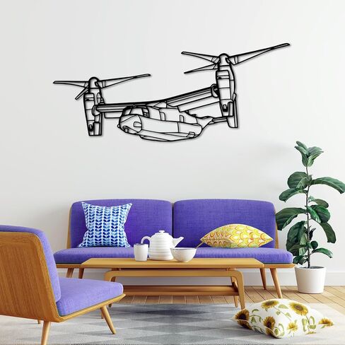 لوحة فنية جدارية معدنية من Bell Bo*eing V-22 Os*prey Angle - ديكور جدار الطيران - صورة ظلية للطائرة معلقة على الحائط - ديكور جدار معدني حديث للمنزل والمكتب والجراج وكهف الرجال - هدية عيد الميلاد (100 سم 40 بوصة) in Kuwait