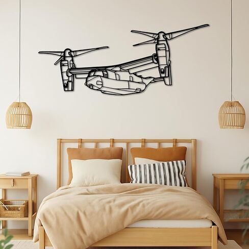 لوحة فنية جدارية معدنية من Bell Bo*eing V-22 Os*prey Angle - ديكور جدار الطيران - صورة ظلية للطائرة معلقة على الحائط - ديكور جدار معدني حديث للمنزل والمكتب والجراج وكهف الرجال - هدية عيد الميلاد (100 سم 40 بوصة) in Kuwait