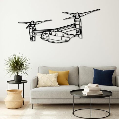 لوحة فنية جدارية معدنية من Bell Bo*eing V-22 Os*prey Angle - ديكور جدار الطيران - صورة ظلية للطائرة معلقة على الحائط - ديكور جدار معدني حديث للمنزل والمكتب والجراج وكهف الرجال - هدية عيد الميلاد (100 سم 40 بوصة) in Kuwait