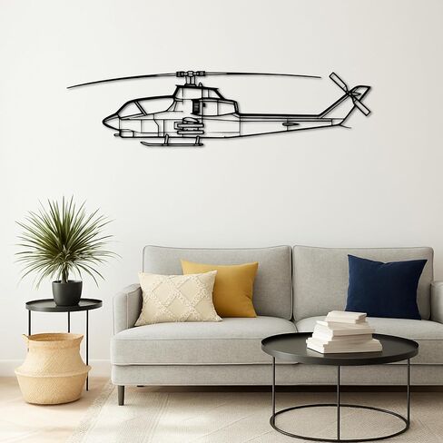 لوحة فنية جدارية معدنية من Bell AH-1 Cob*ra - ديكور جدار الطيران - صورة ظلية للطائرة معلقة على الحائط - ديكور جدار معدني حديث للمنزل والمكتب والجراج وكهف الرجال - هدية عيد الميلاد (100 سم 40 بوصة) in Kuwait