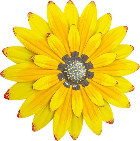 LWINGFLYER Metal Flowers Wall Decor 12.5'' 3D Fall Yellow Daisy Flower Metal Wall Art Sunflower Art Decoration for Indoor and Outdoor Garden Porch Decoration (Yellow) in Saudi Arabia