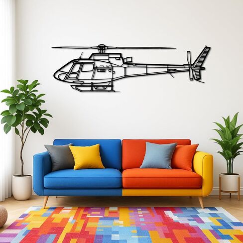 لوحة فنية جدارية معدنية Air*bus H125 E v2 - ديكور جدار الطيران - صورة ظلية للطائرة معلقة على الحائط - ديكور جدار معدني حديث للمنزل والمكتب والجراج وكهف الرجل - هدية عيد الميلاد (100 سم 40 بوصة) in Kuwait