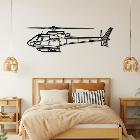 لوحة فنية جدارية معدنية Air*bus H125 E v2 - ديكور جدار الطيران - صورة ظلية للطائرة معلقة على الحائط - ديكور جدار معدني حديث للمنزل والمكتب والجراج وكهف الرجل - هدية عيد الميلاد (100 سم 40 بوصة) in Kuwait