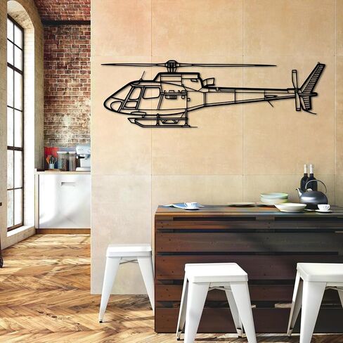 لوحة فنية جدارية معدنية Air*bus H125 E v2 - ديكور جدار الطيران - صورة ظلية للطائرة معلقة على الحائط - ديكور جدار معدني حديث للمنزل والمكتب والجراج وكهف الرجل - هدية عيد الميلاد (100 سم 40 بوصة) in Kuwait