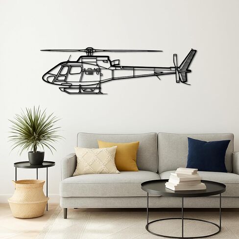 لوحة فنية جدارية معدنية Air*bus H125 E v2 - ديكور جدار الطيران - صورة ظلية للطائرة معلقة على الحائط - ديكور جدار معدني حديث للمنزل والمكتب والجراج وكهف الرجل - هدية عيد الميلاد (100 سم 40 بوصة) in Kuwait