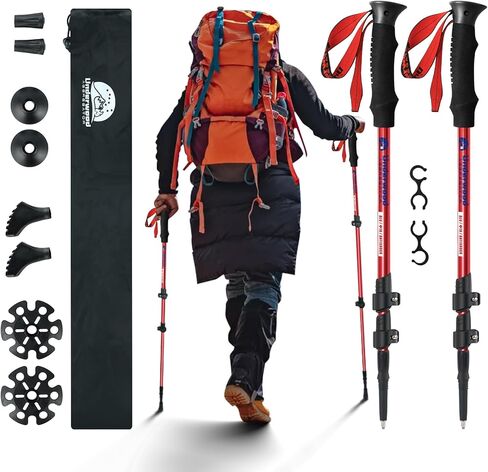 أعمدة الرحلات القابلة للطي لمريخ 2 عبوة - أعمدة قابلة للتعديل من الألومنيوم ، وعصي المشي في الشمال الخفيف للنساء ، الرجال ، كبار السن ، الأطفال ، عصي المشي لمسافات طويلة من أجل الظهر من قبل underwood Aggregator in Kuwait