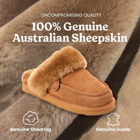 حذاء نسائي من Dearfoams Melville أصلي من Shearling Scuff in Kuwait