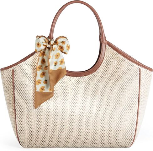 حقائب الشاطئ من Missnine للنساء، حقيبة كبيرة من القش، حقيبة كتف منسوجة من الرافية، مقاومة للرمال للسفر في عطلة الصيف على الشاطئ in Kuwait