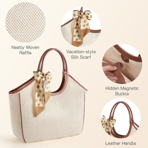 Missnine Beach Bags for Women Large Straw Tote Raffia Woven Shoulder Bag Sand-Proof for Beach Summer Vacation Travel in Saudi Arabia