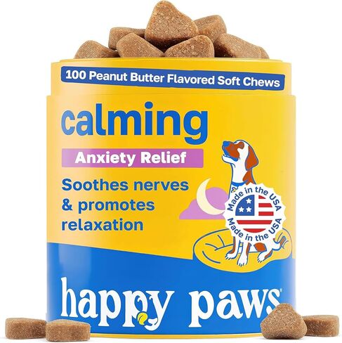 Calming Chews for Dogs, Soft Chews with Chamomile, Passion Flower, Valerian Root, Tryptophan & Theanine, Supports Relaxation, Balanced Behavior & Sleep, Vegan Peanut Butter Flavor, 100 Ct in Kuwait