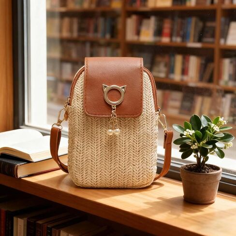 Personalized Crossbody Beach Purse for Women – Straw Sling Purse, Small Travel Bags for Women, Fashionable Straw Vacation Bags in Saudi Arabia