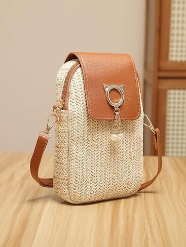 Personalized Crossbody Beach Purse for Women – Straw Sling Purse, Small Travel Bags for Women, Fashionable Straw Vacation Bags in Saudi Arabia