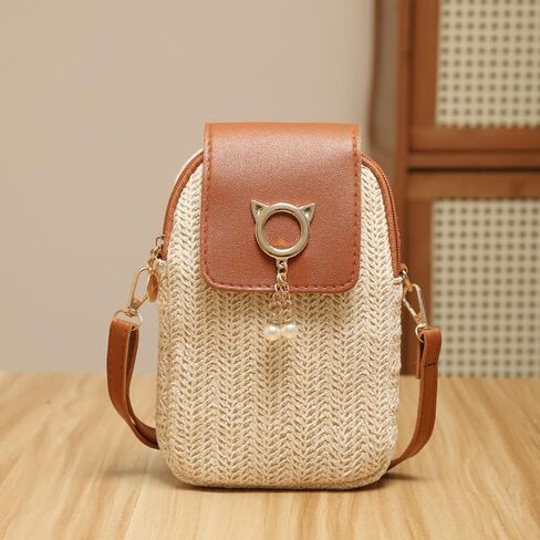 Personalized Crossbody Beach Purse for Women – Straw Sling Purse, Small Travel Bags for Women, Fashionable Straw Vacation Bags in Saudi Arabia