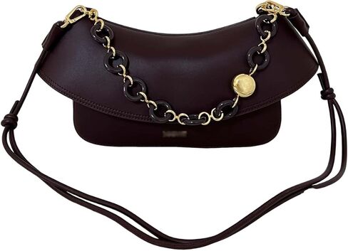 Designer-Inspired Leather Handbag for Women-Detachable Donut Chain & Tubular Strap-Multi-Way Carry Shoulder Bag (10.2in) in Saudi Arabia
