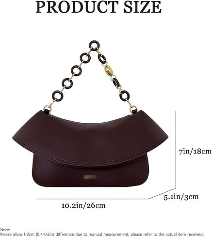 Designer-Inspired Leather Handbag for Women-Detachable Donut Chain & Tubular Strap-Multi-Way Carry Shoulder Bag (10.2in) in Saudi Arabia