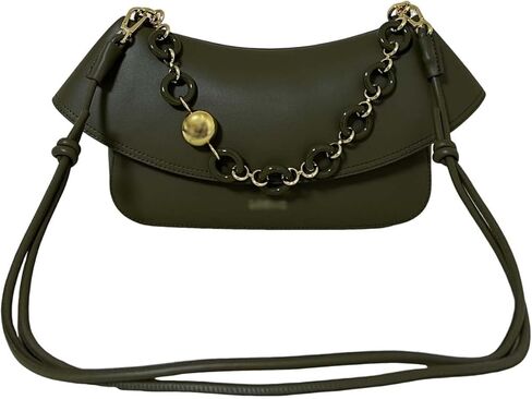 Designer-Inspired Leather Handbag for Women-Detachable Donut Chain & Tubular Strap-Multi-Way Carry Shoulder Bag (10.2in) in Saudi Arabia