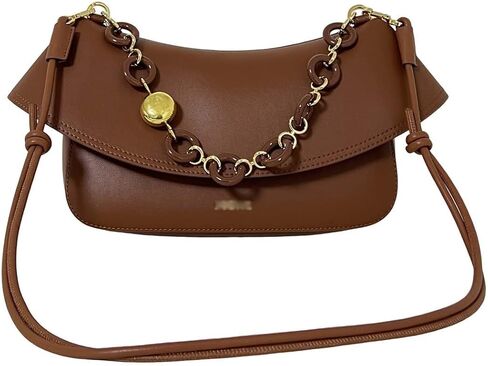 Designer-Inspired Leather Handbag for Women-Detachable Donut Chain & Tubular Strap-Multi-Way Carry Shoulder Bag (10.2in) in Saudi Arabia