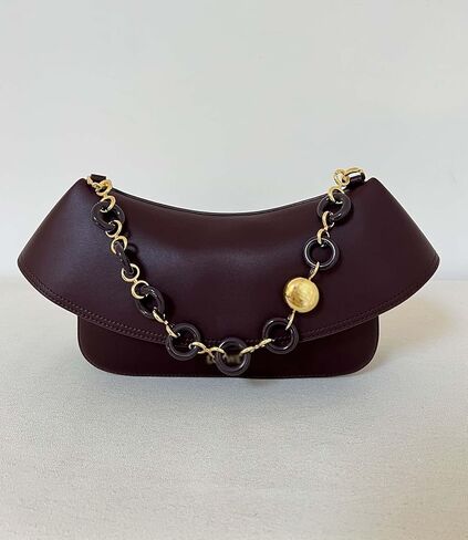 Designer-Inspired Leather Handbag for Women-Detachable Donut Chain & Tubular Strap-Multi-Way Carry Shoulder Bag (10.2in) in Saudi Arabia