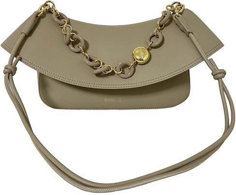 Designer-Inspired Leather Handbag for Women-Detachable Donut Chain & Tubular Strap-Multi-Way Carry Shoulder Bag (10.2in) in Saudi Arabia