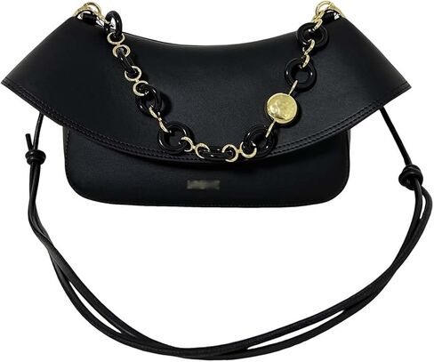 Designer-Inspired Leather Handbag for Women-Detachable Donut Chain & Tubular Strap-Multi-Way Carry Shoulder Bag (10.2in) in Saudi Arabia