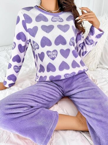 2-Piece Women Warm Lounge Set Long Sleeve Top and Pants Relaxed Daily Wear Cozy Home Outfit Soft Touch Indoor Clothing in Saudi Arabia