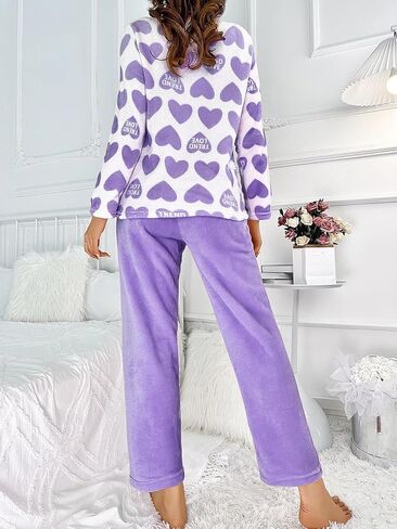 2-Piece Women Warm Lounge Set Long Sleeve Top and Pants Relaxed Daily Wear Cozy Home Outfit Soft Touch Indoor Clothing in Saudi Arabia