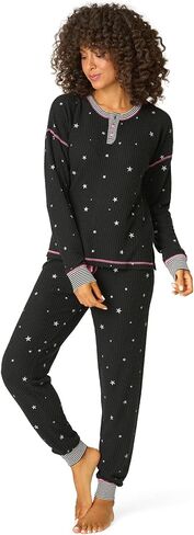 طقم بيجامة للسيدات من PJ Salvage Ski Jammie Classics حراري بأكمام طويلة وبنطال بيجامة مكون من قطعتين in Kuwait