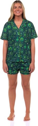 INTIMO Wicked Pajamas Women's Elphaba Thropp Defy Destined To Fly Notch Collar Top and Short 2 Piece Loungewear in Saudi Arabia