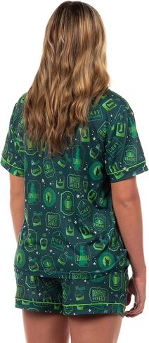INTIMO Wicked Pajamas Women's Elphaba Thropp Defy Destined To Fly Notch Collar Top and Short 2 Piece Loungewear in Saudi Arabia