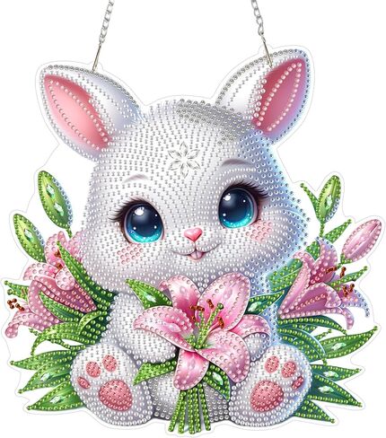 Eiflow Hanging Diamond Art Ornament Kit Hydrangea Flower, DIY Acrylic Double Sided Diamonds Painting Pendant Board Kit for Adults in Kuwait