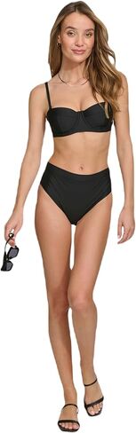 DKNY Womens Bikini Set ̶ Molded Bandeau Bikini Top & Mid Rise Bottom with Tummy Control in Saudi Arabia