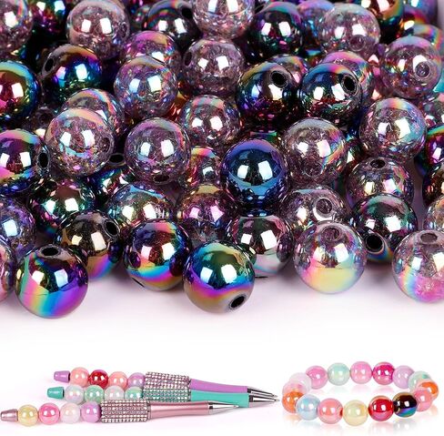 50 Focal Rainbow Acrylic Beads & 200 Spacer Beads, Beads for Beadable Pens - Perfect for DIY Pens, Jewelry in Saudi Arabia