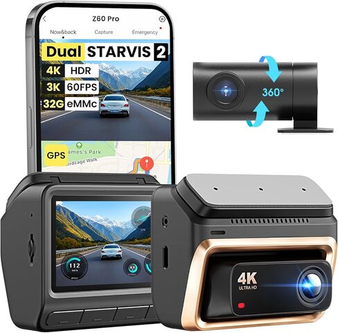 DDPAI 3 Channel 2160P+1440P+1080P Front Rear and Inside Dash Cam Dashcam with Start Reminder Night Vision 5G WiFi APP Control Extended 24 Hours Parking Monitor Support 512GB TF Card, Z60 πLink in Kuwait