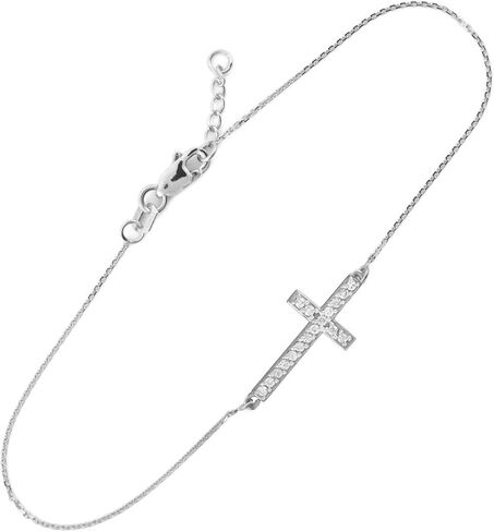 14k White Gold Diamond Sideways Cross Bracelet (7.50 to 8.00 inches) in Saudi Arabia