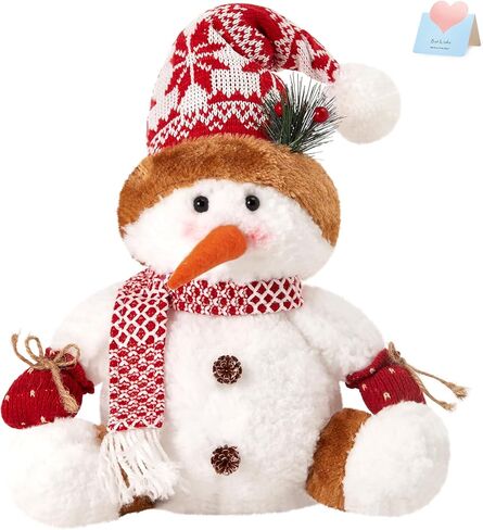 Snowman Christmas Figurines 2025 Christmas Plush Doll Tabletop Decorations Xmas Snowman Figurines Holiday Home Party Decor,Gray,10" in Saudi Arabia