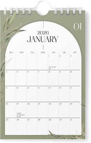 Karto Mini Wall Calendar 2025 - Vertical 6x9 inch Runs Until June 2026 - Small, Versatile and Easy Planning with the Aesthetic Desk Monthly Calendar - Boho Greenery in Saudi Arabia