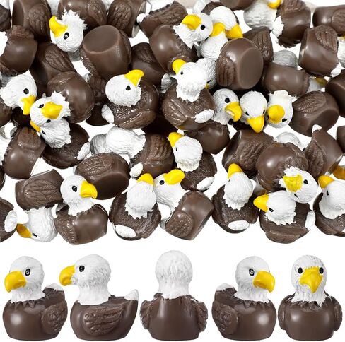50 Pcs Patriotic Veteran Eagle Duck Figurine Mini Resin Ducks Independence Day Patterns Tiny Animals Figurines Miniature Patriotic Resin Ducks Ornament for Home Office Desk Bathroom Kitchen in Saudi Arabia
