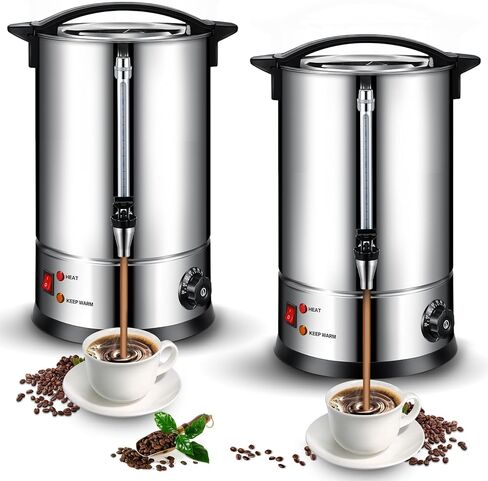 Baderke 2 Pack Commercial Coffee Urns 8L 50 Cup Coffee Maker Stainless Steel Pot Electric Percolator Urn Large Hot Water Tea Dispenser for Party Wedding Home (Classic) in Kuwait