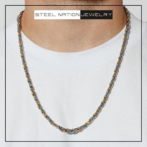 Elegant Fusion Two-Piece Stainless Steel Chain & Bracelet Set Yellow Finish, 24" Length in Saudi Arabia