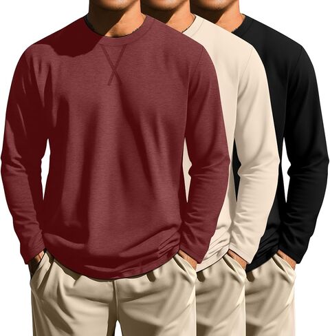 Neer 3 Pack Big and Tall Shirts for Men Long Sleeve Shirts Hipster Hip Hop Longline Crewneck T Shirt L-7XL Basic Tee Top in Saudi Arabia