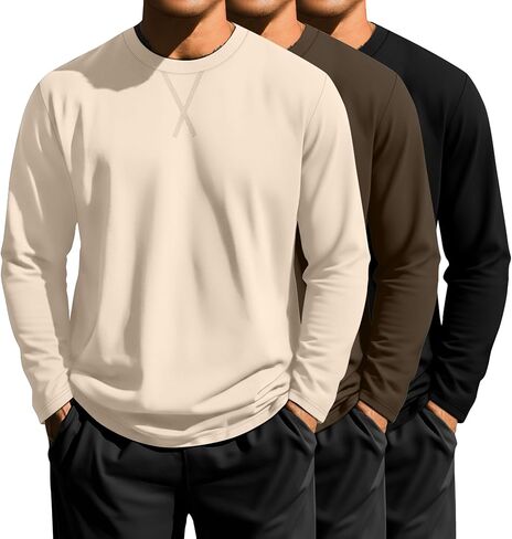 Neer 3 Pack Big and Tall Shirts for Men Long Sleeve Shirts Hipster Hip Hop Longline Crewneck T Shirt L-7XL Basic Tee Top in Saudi Arabia
