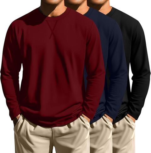 Neer 3 Pack Big and Tall Shirts for Men Long Sleeve Shirts Hipster Hip Hop Longline Crewneck T Shirt L-7XL Basic Tee Top in Saudi Arabia