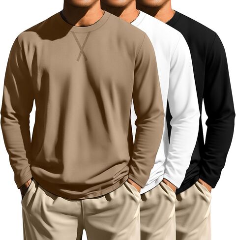 Neer 3 Pack Big and Tall Shirts for Men Long Sleeve Shirts Hipster Hip Hop Longline Crewneck T Shirt L-7XL Basic Tee Top in Saudi Arabia