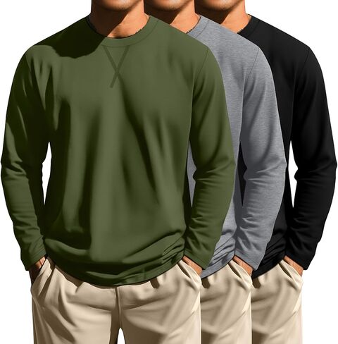 Neer 3 Pack Big and Tall Shirts for Men Long Sleeve Shirts Hipster Hip Hop Longline Crewneck T Shirt L-7XL Basic Tee Top in Saudi Arabia