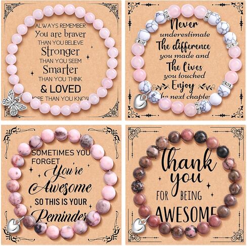 Tondiamo 4PCS Pink Positive Bracelets&Cards Gifts for Her Women, Sometimes You Forget You're Awesome Bracelet, Inspirational Gifts for Mom, Sister, Daughter on Easter Birthday Mother's Day in Saudi Arabia